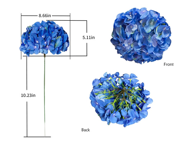 DuHouse Artificial Hydrangea Silk Flower Heads with Stem Fake Royal Blue Hydrangea Flowers for Wedding Home Garden Centerpiece Pack of 6(Royal Blue) - Image 4